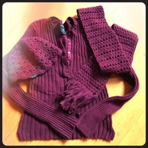 Abercrombie and Fitch sweater, scarf & hat